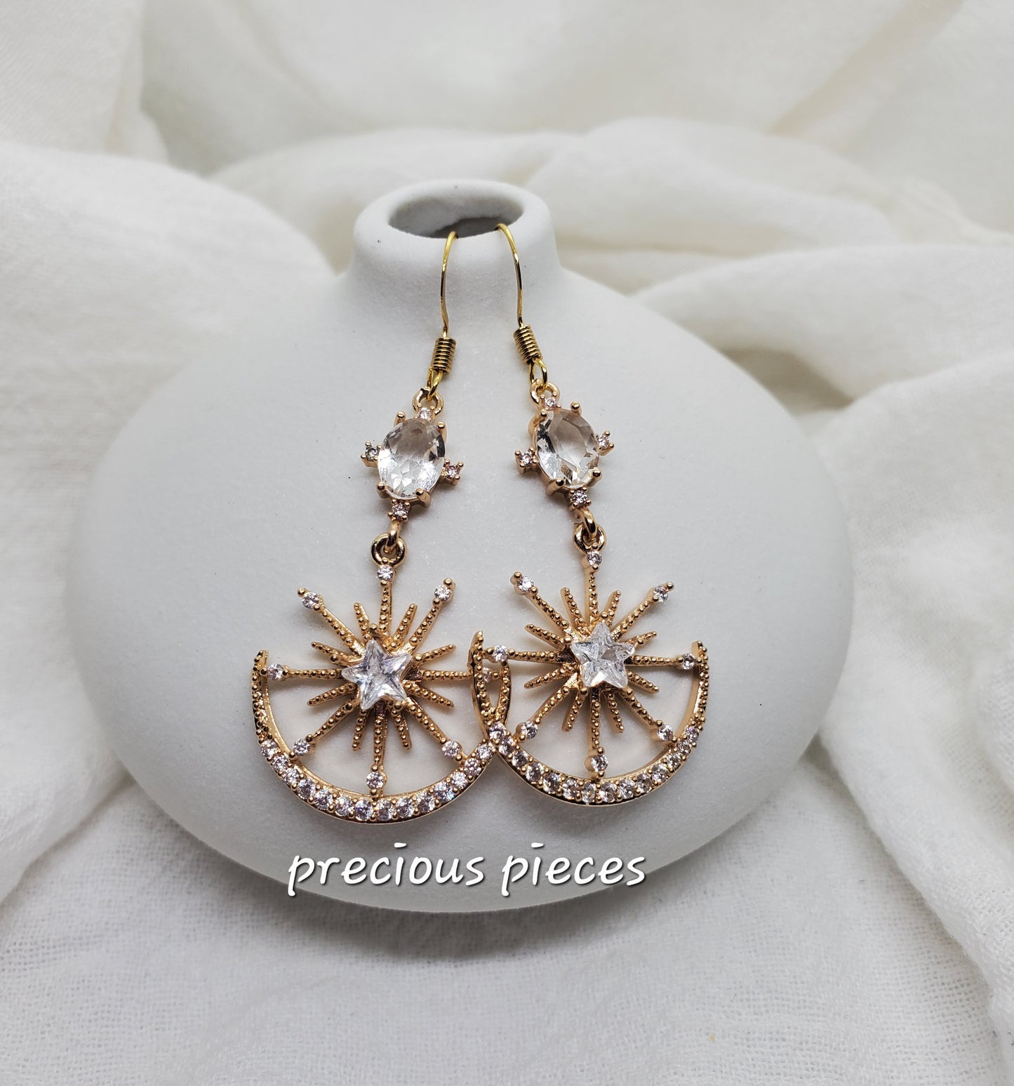 Cubic Zirconia Fan Shape Earrings