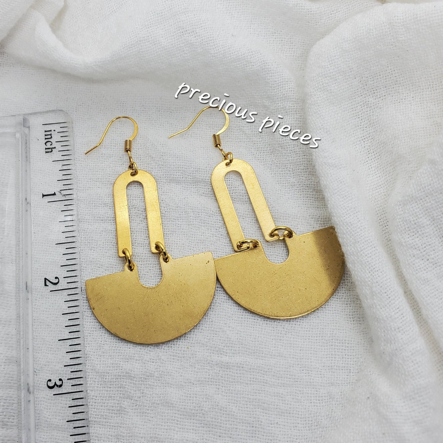 Brass U Shaped Dangle Earrings