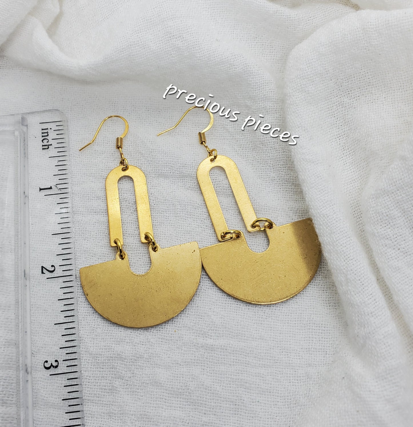 Brass U Shaped Dangle Earrings