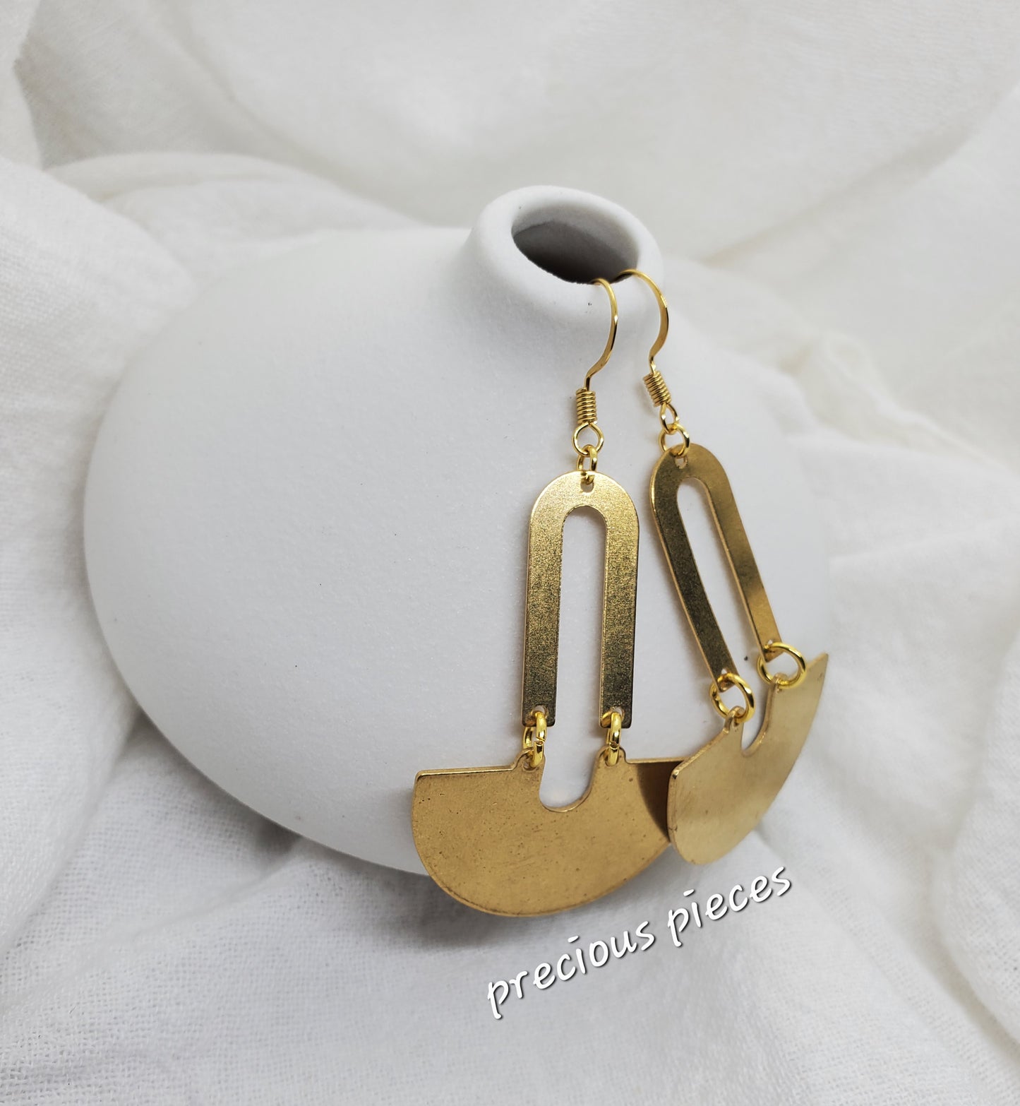 Brass U Shaped Dangle Earrings