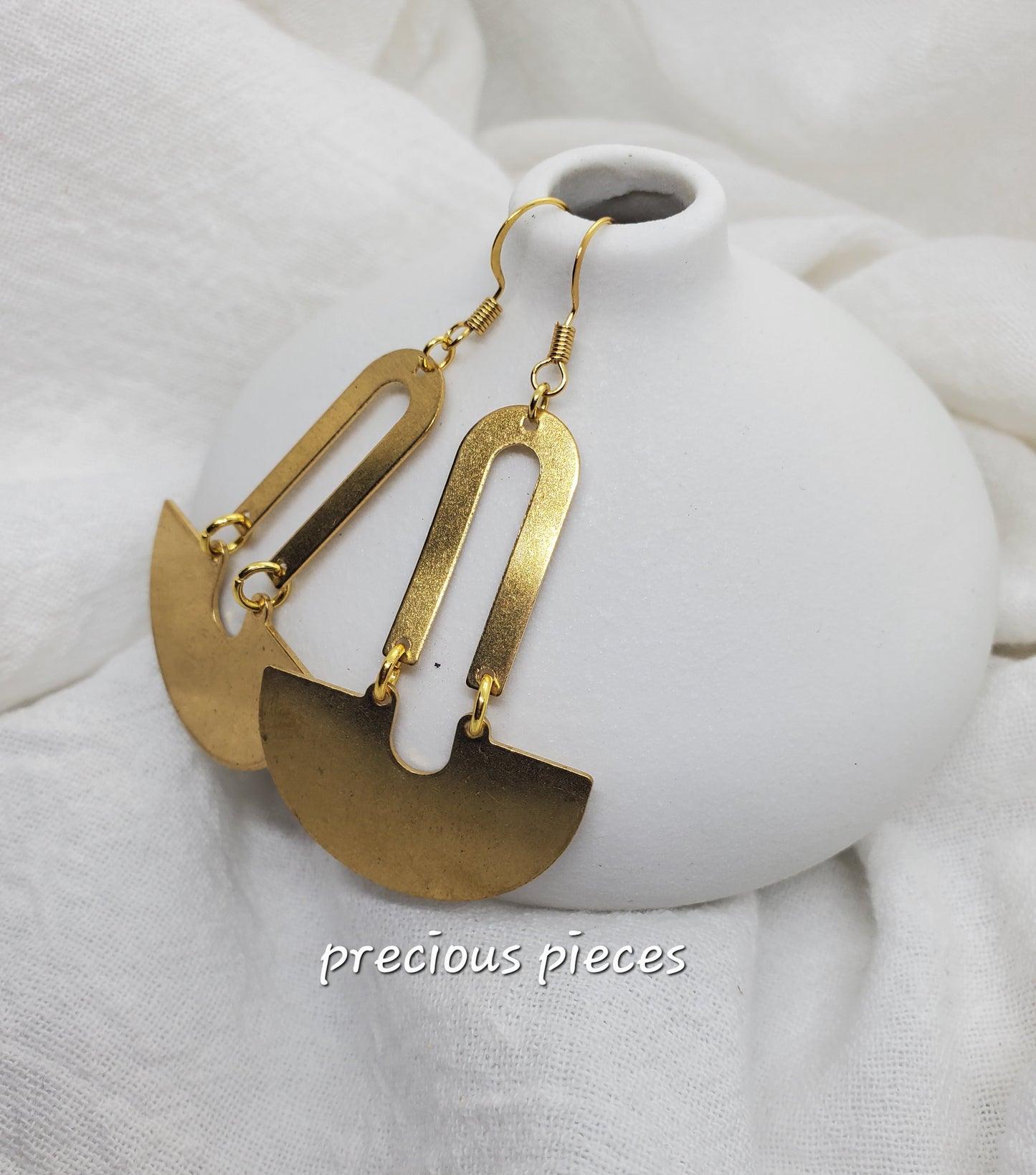 Brass U Shaped Dangle Earrings