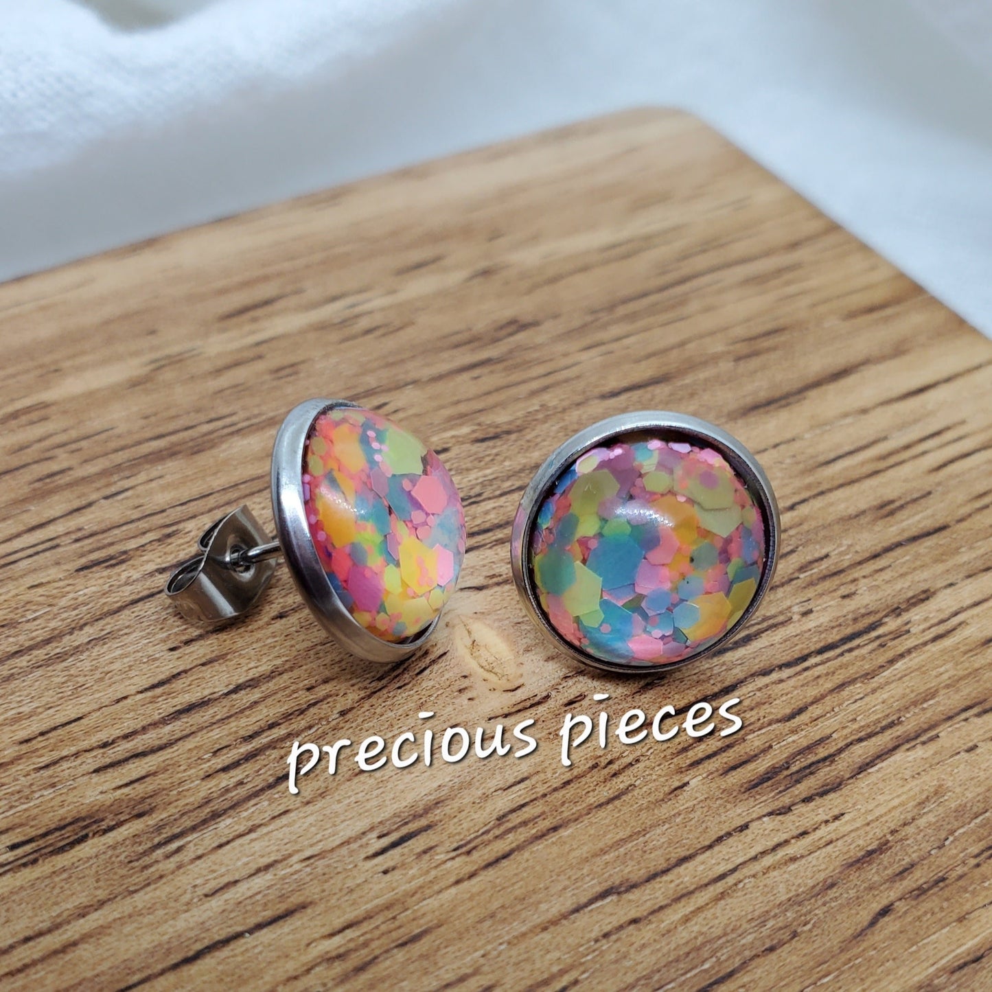 Chunky Cotton Candy Stud Earrings