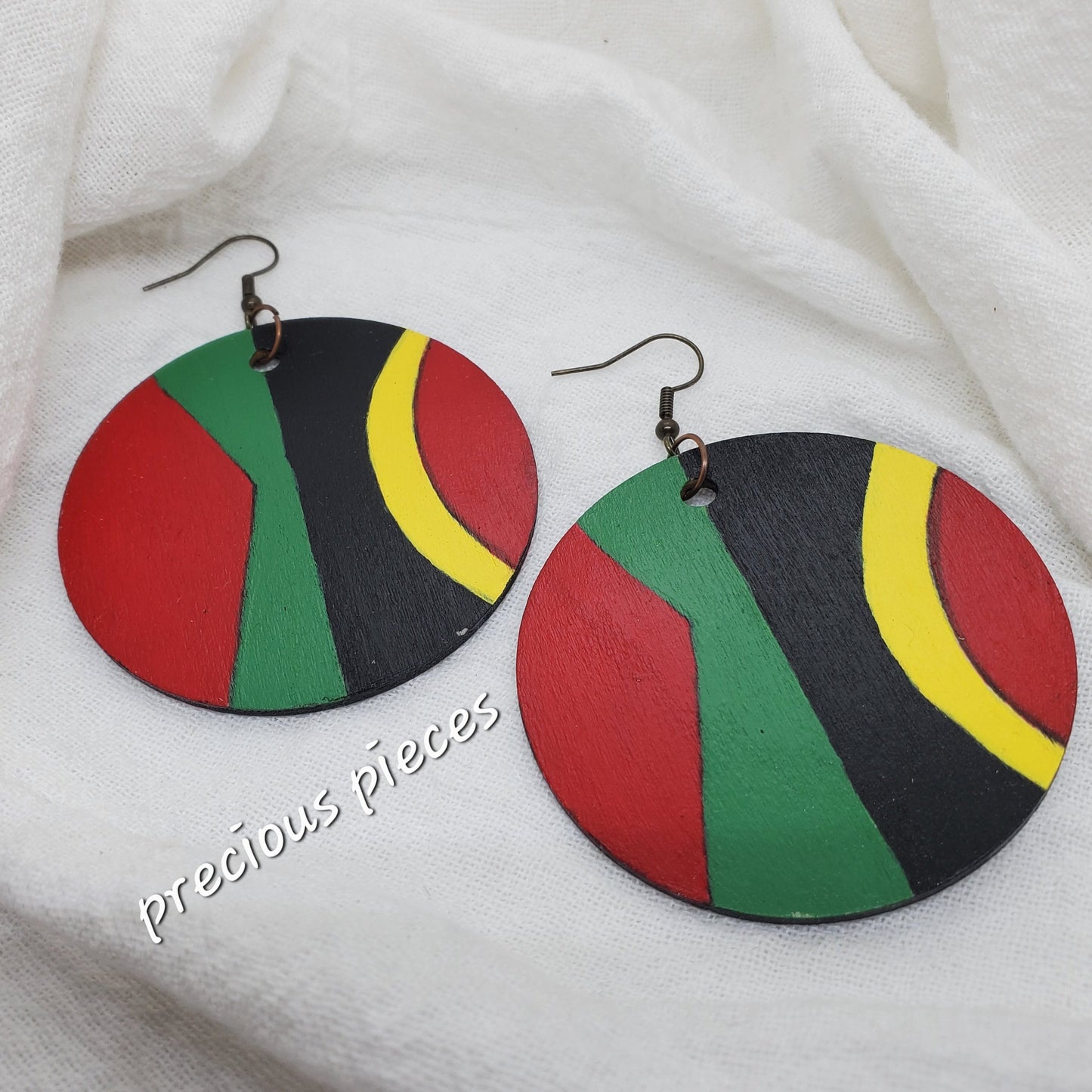 One of A Kind Hand Painted Wood Earrings