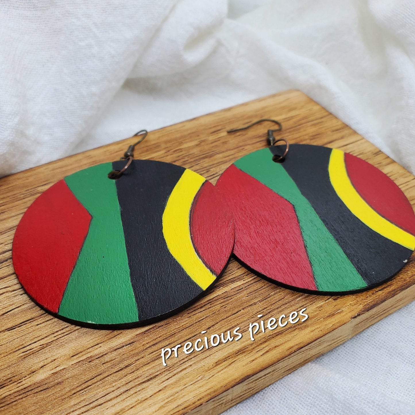 One of A Kind Hand Painted Wood Earrings