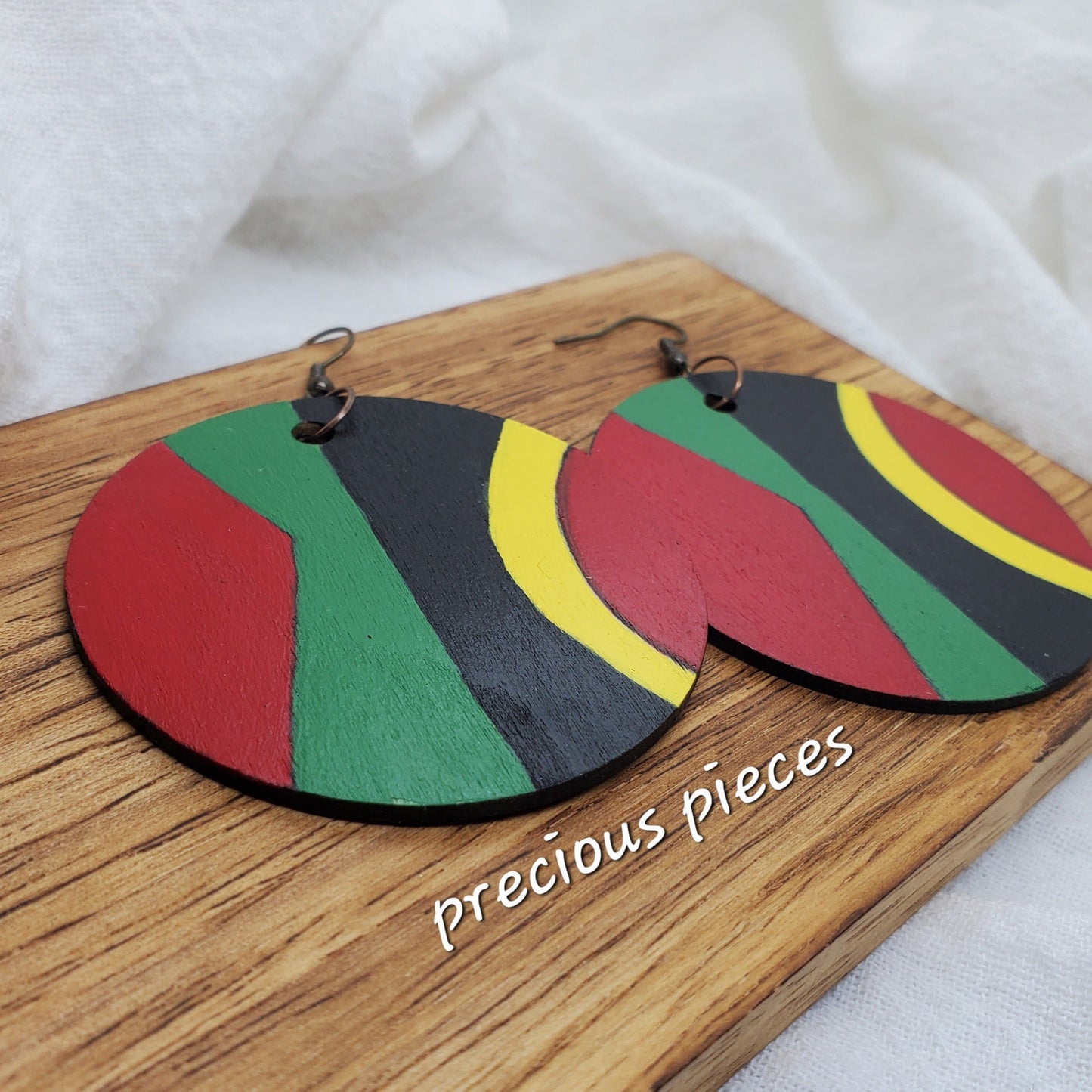 One of A Kind Hand Painted Wood Earrings