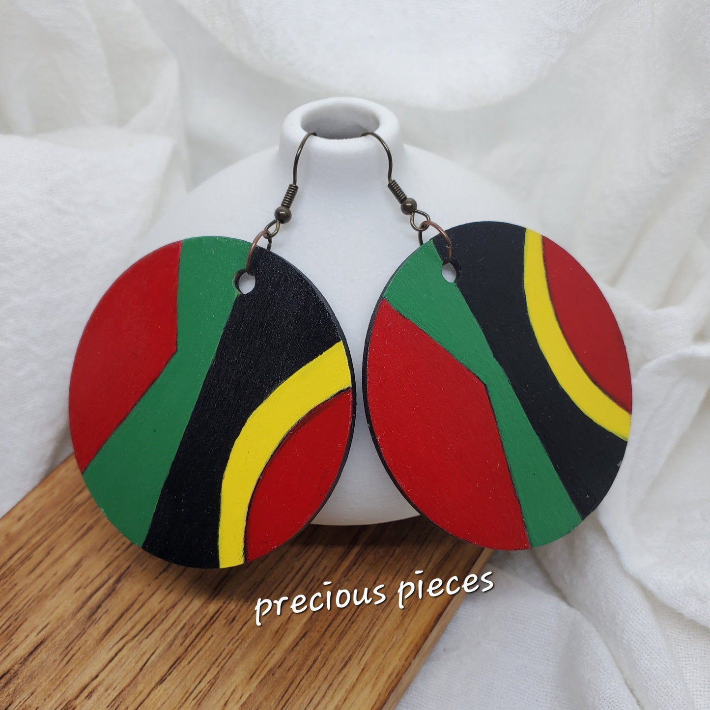 One of A Kind Hand Painted Wood Earrings