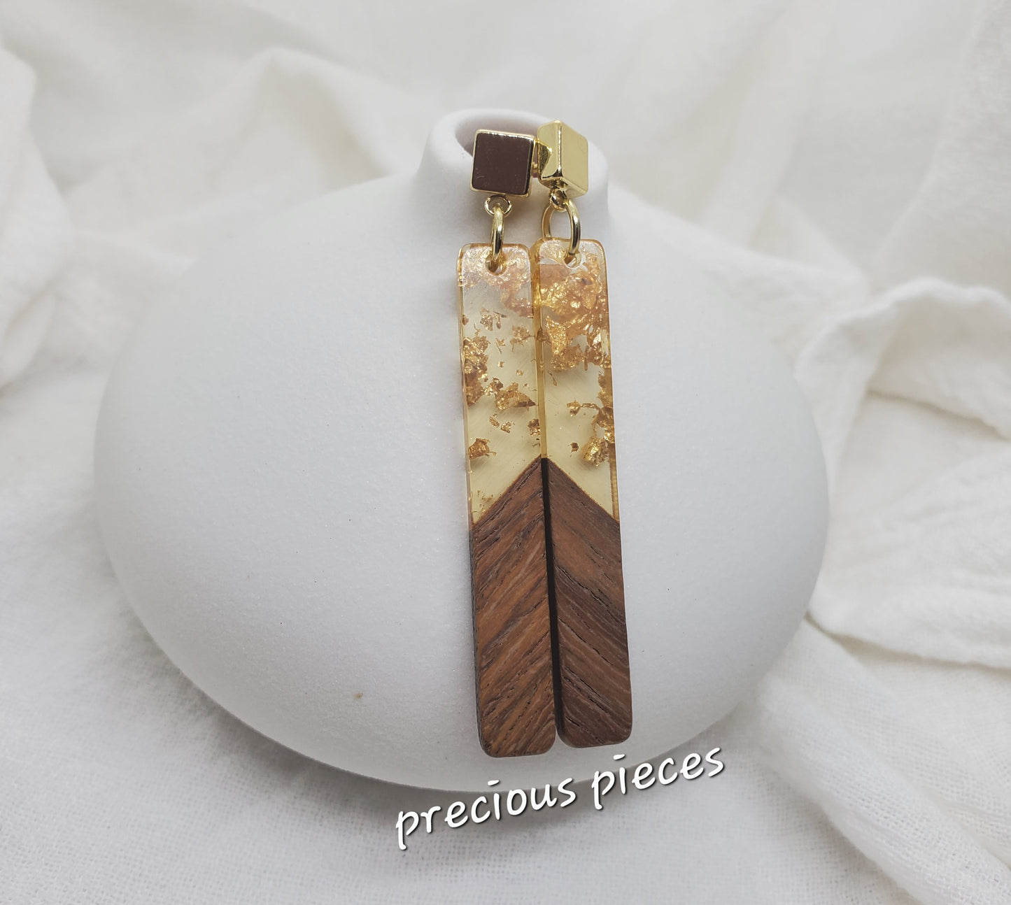 Slim Gold Flake Slim Bar Earrings