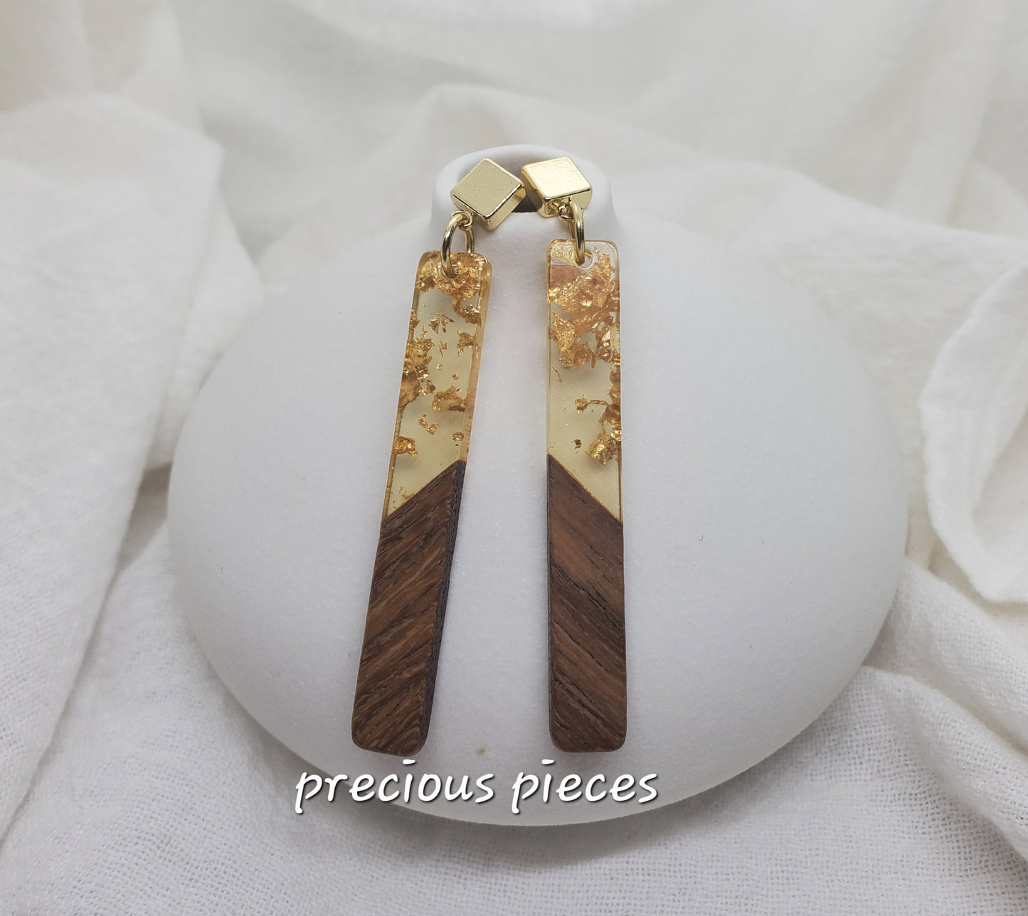 Slim Gold Flake Slim Bar Earrings