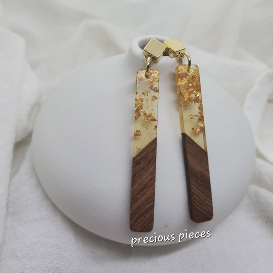 Slim Gold Flake Slim Bar Earrings