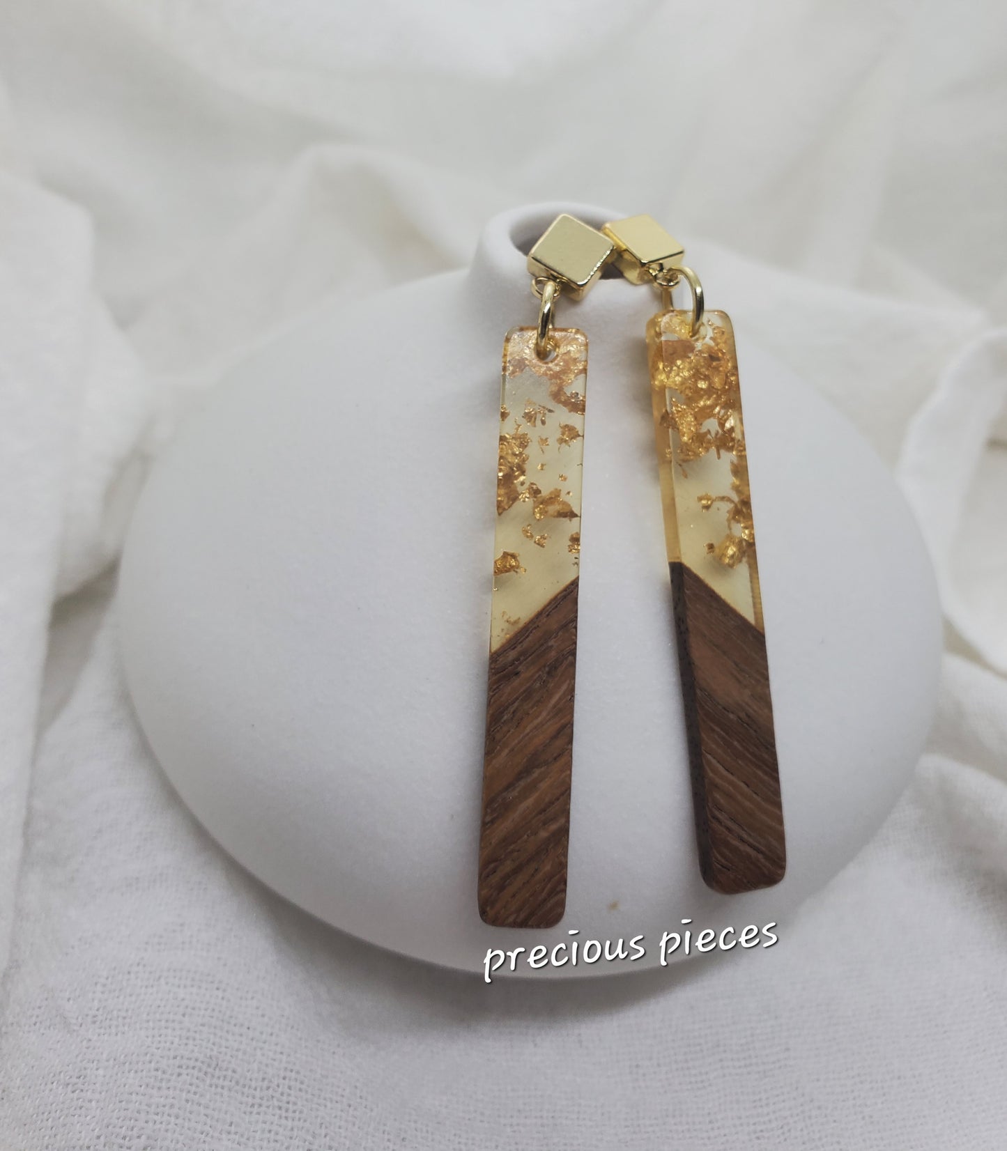 Slim Gold Flake Slim Bar Earrings