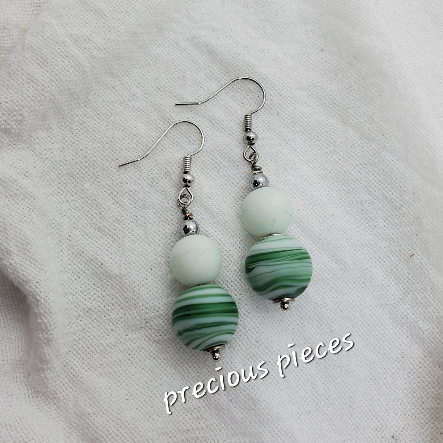 Minty Swirl Beaded Earrings