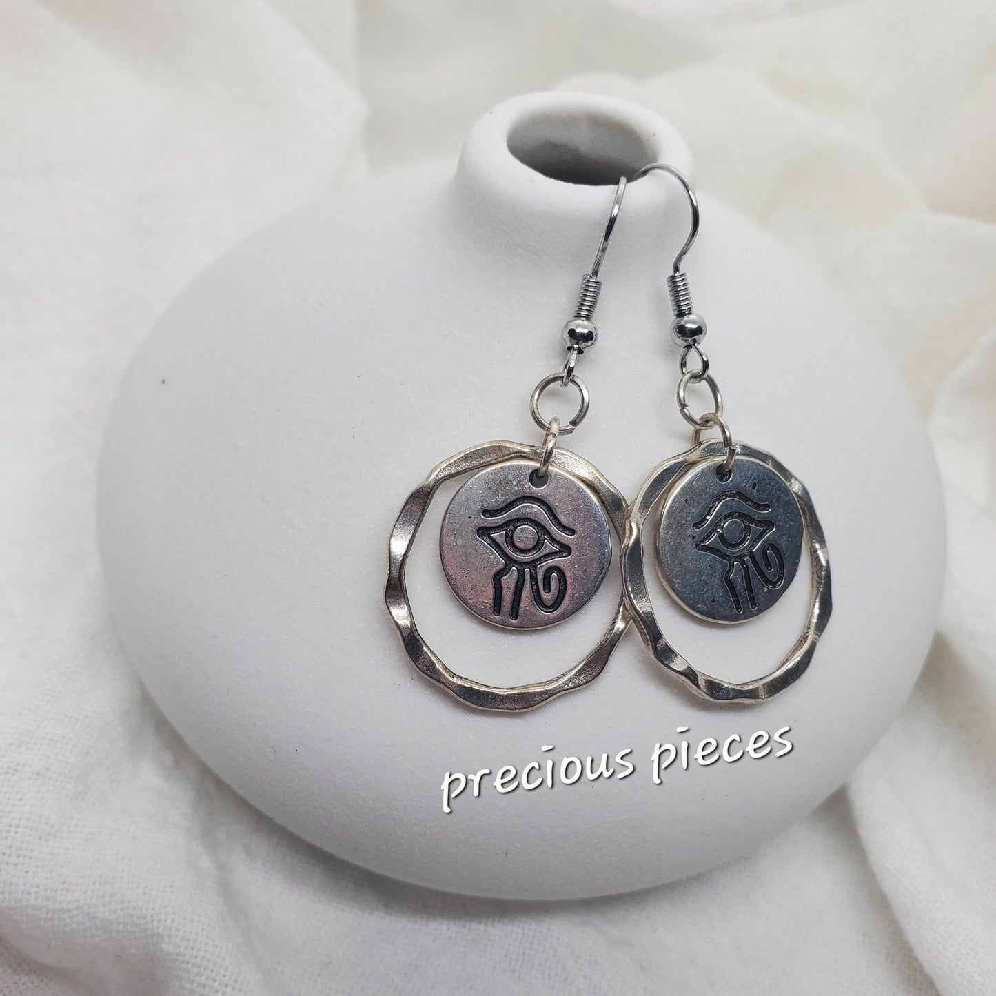 Silver Eye of Horus Earrings 1