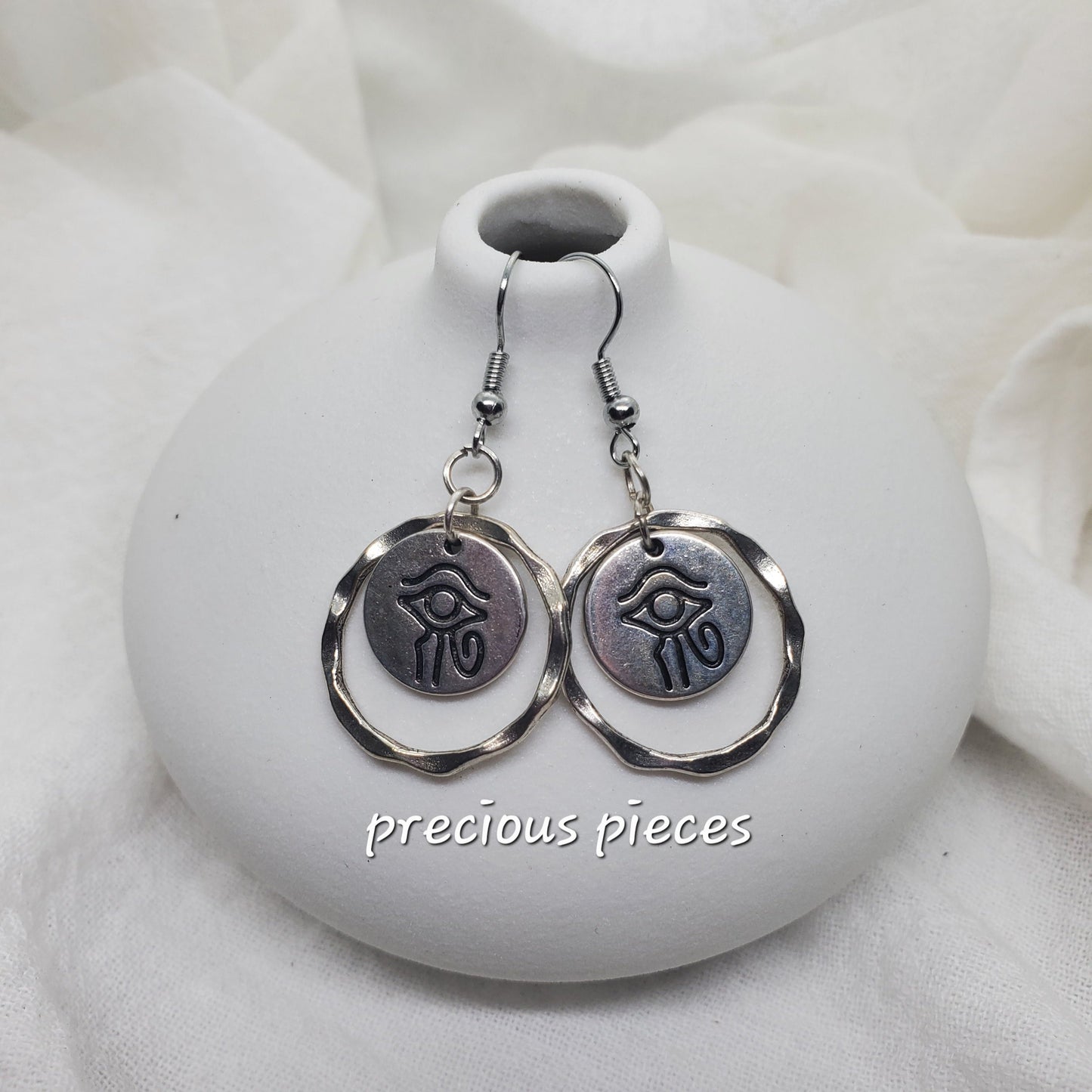 Silver Eye of Horus Earrings 1