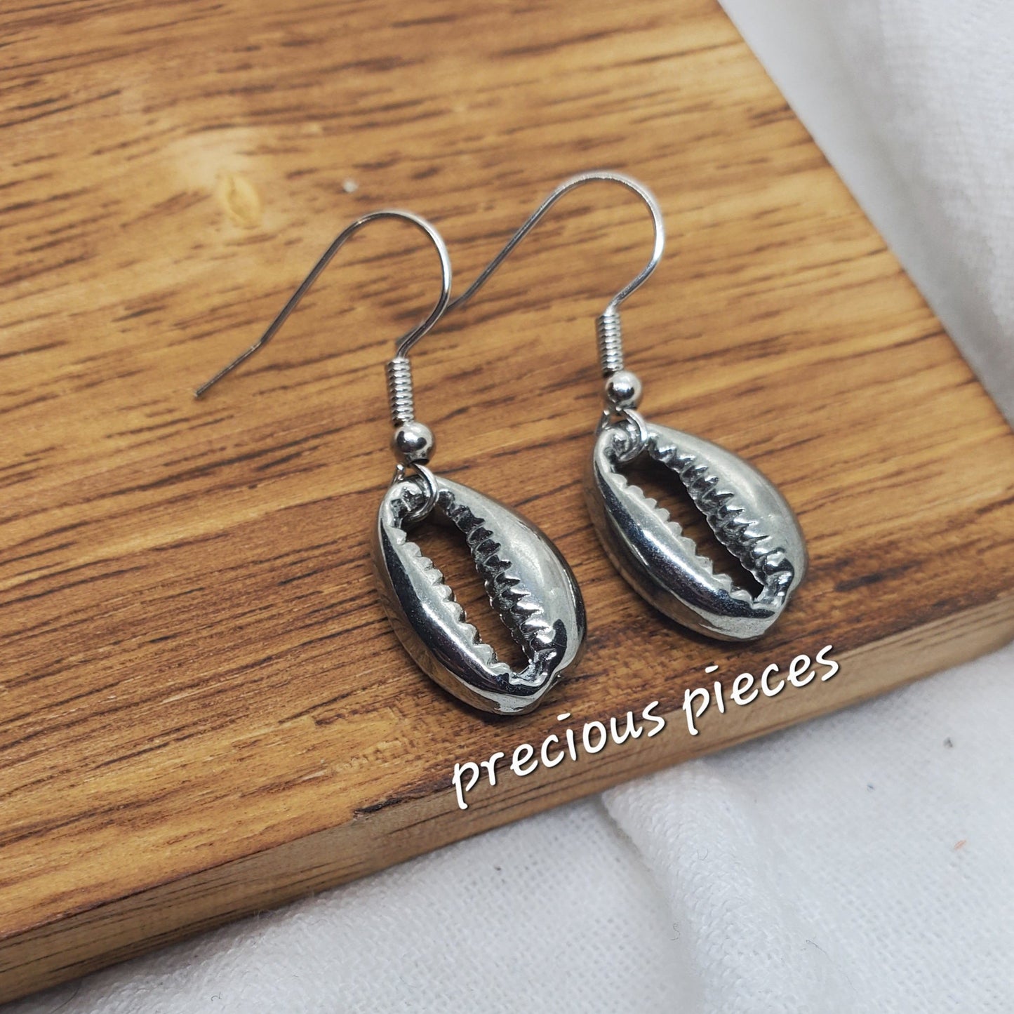 Silver Cowrie Shell Earrings