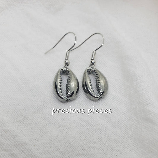 Silver Cowrie Shell Earrings