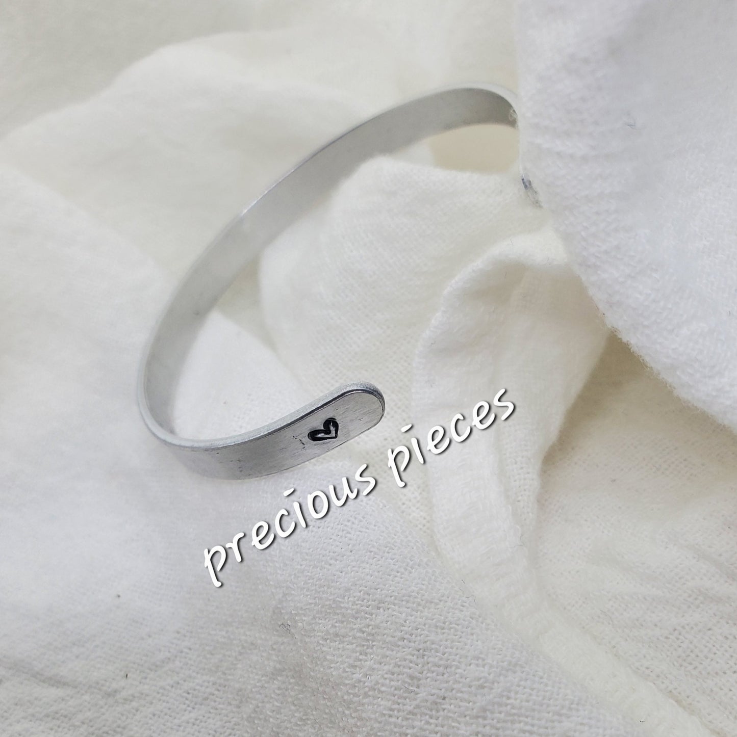 Small Silver Heart Stamped Bangles