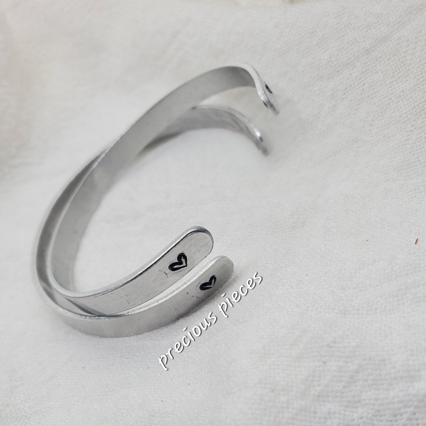 Small Silver Heart Stamped Bangles