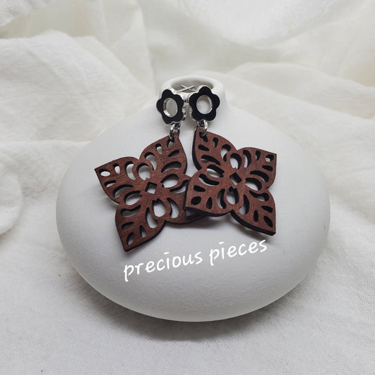 Wooden Star Shaped Earrings