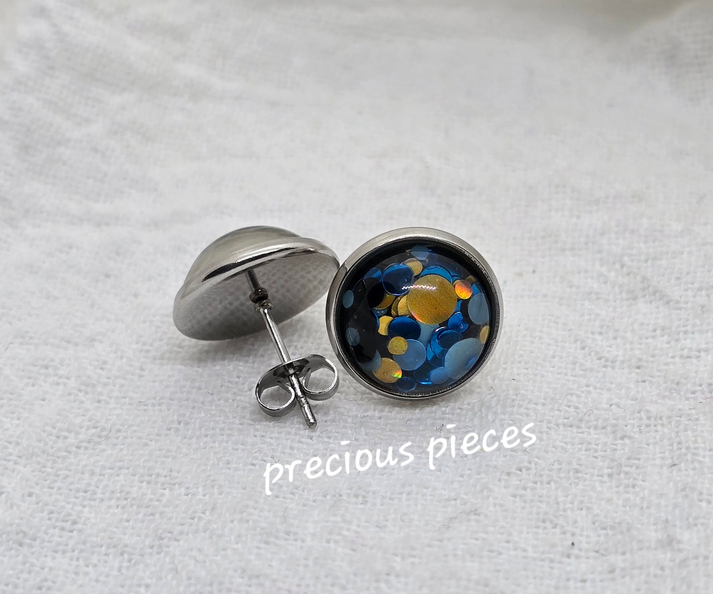 Chunky Blue Stud Earrings