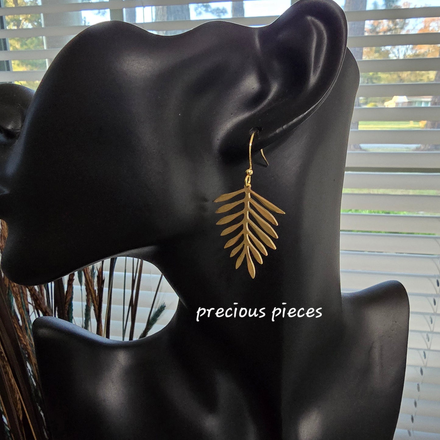 Brass Fern Leaf Earrings