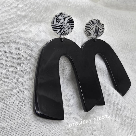 Black Acrylic Arch Shaped Earrings
