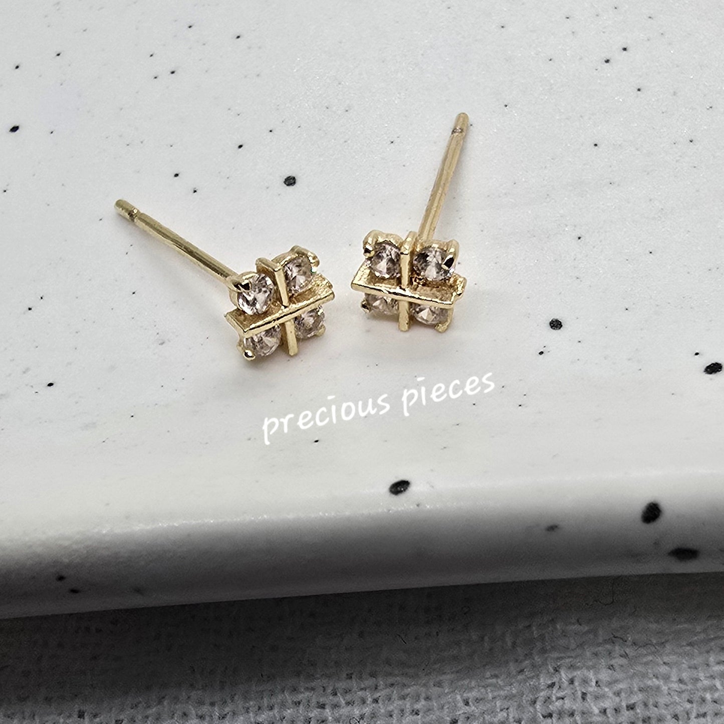 CZ Pavé Square Earrings