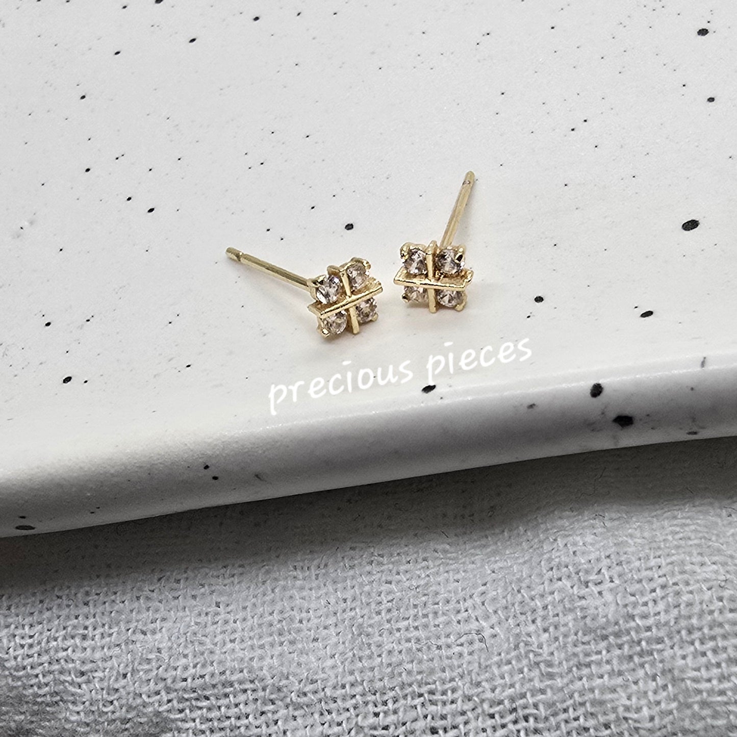 CZ Pavé Square Earrings
