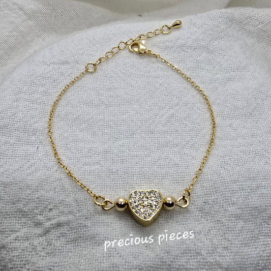 Cubic Zirconia Pavé Heart Bracelet (click for more options)