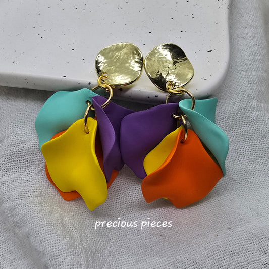 Acrylic Multicolor Flower Petal Earrings