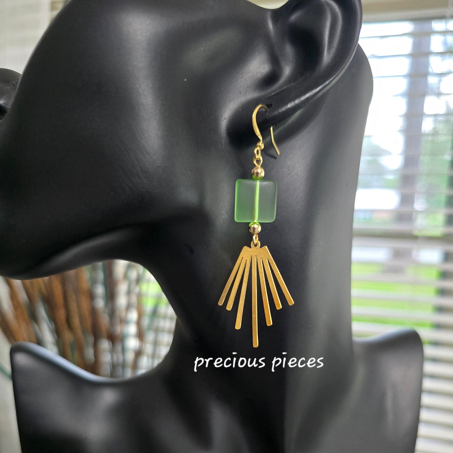 Glass Bead and Brass Earrings