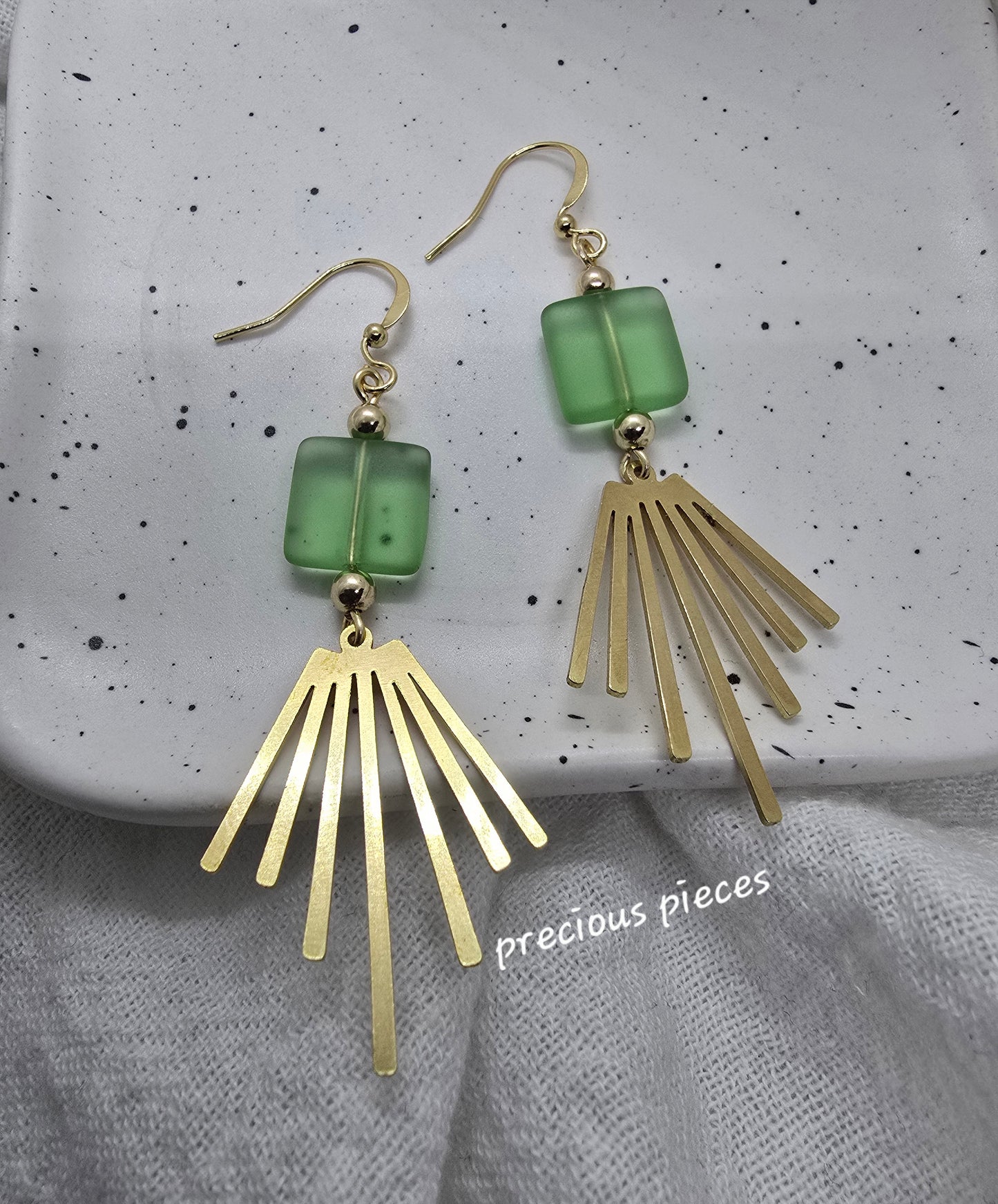 Glass Bead and Brass Earrings