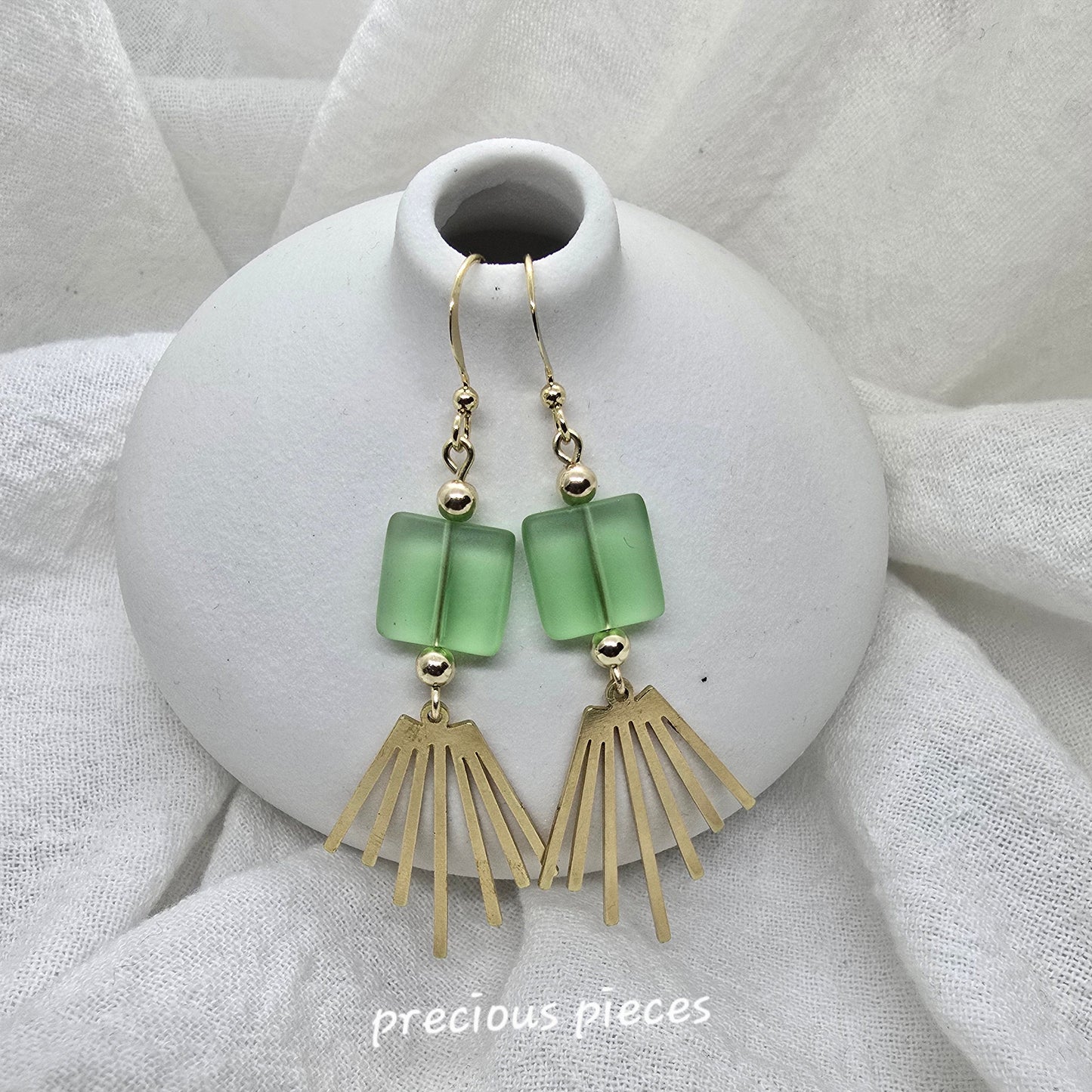 Glass Bead and Brass Earrings
