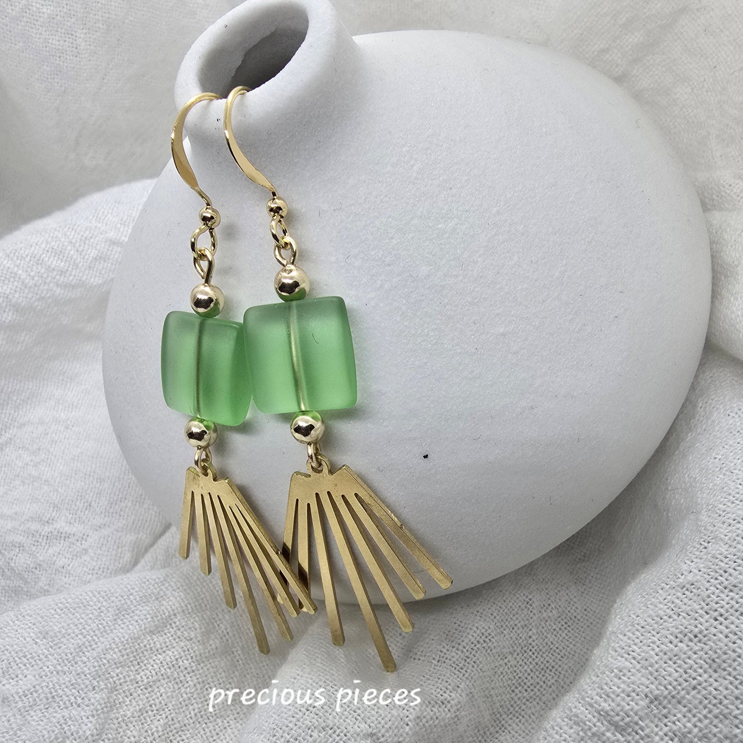Glass Bead and Brass Earrings