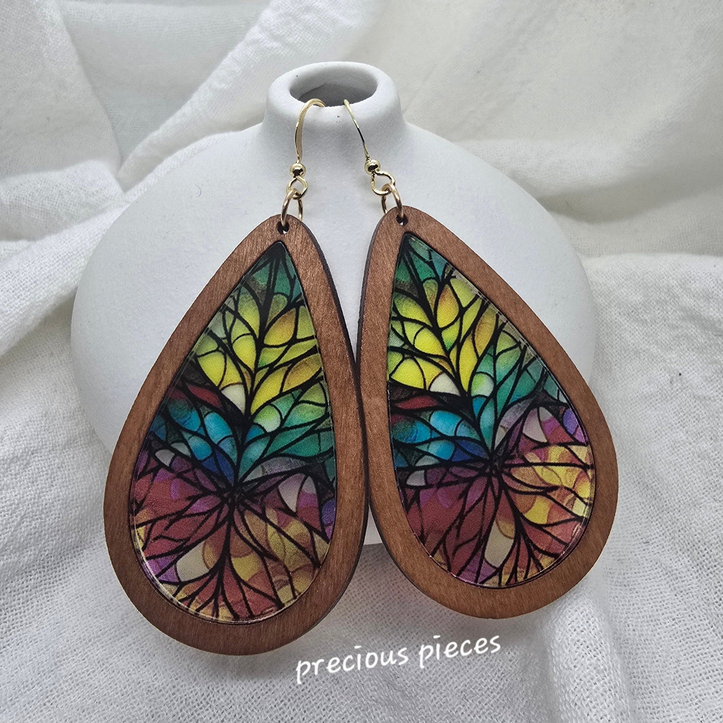 Stained Glass Teardrop Earrings