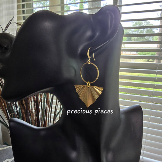 Brass Triangle Fan and Hoop Earrings
