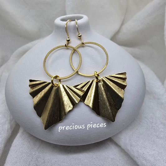 Brass Triangle Fan and Hoop Earrings