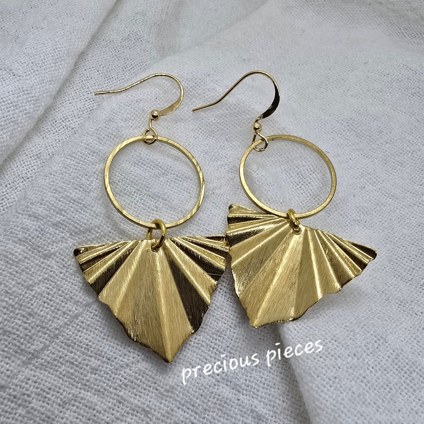Brass Triangle Fan and Hoop Earrings