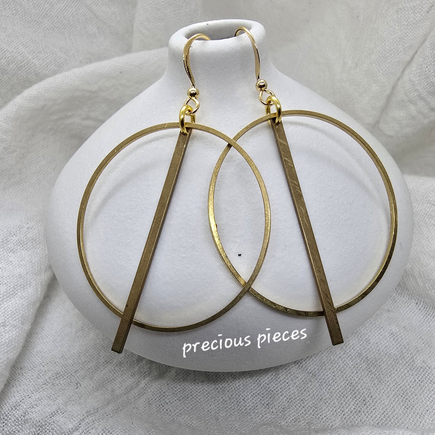 Brass Circle and Bar Earrings