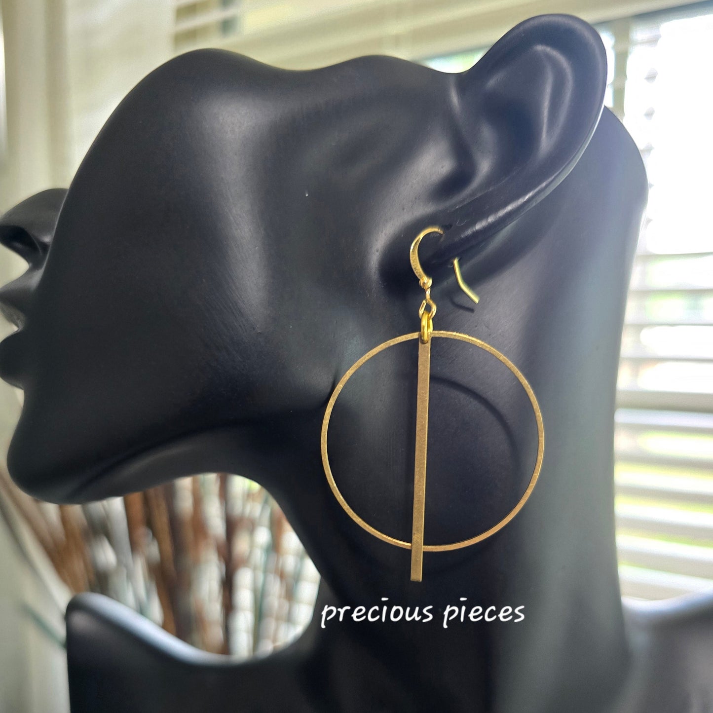 Brass Circle and Bar Earrings
