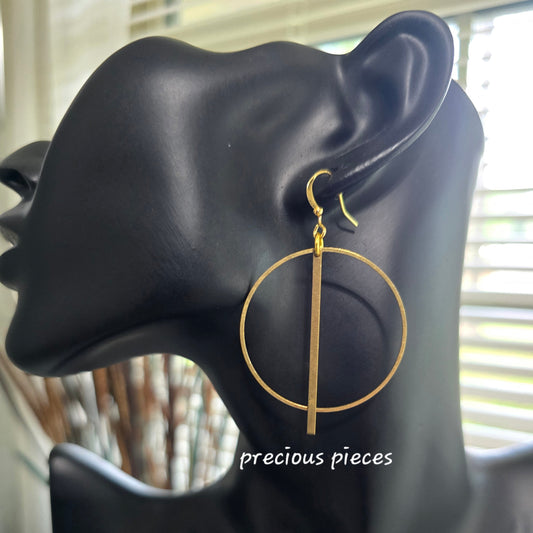 Brass Circle and Bar Earrings