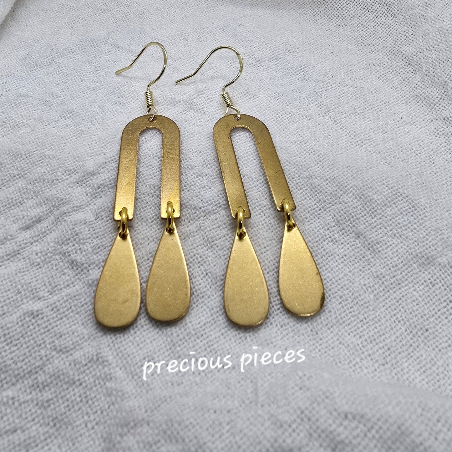 Brass Teardrop Dangle Earrings