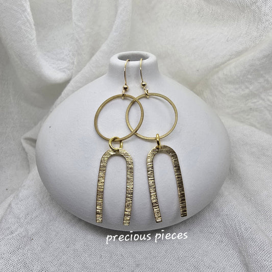 Brass Textured Dangle Earrings