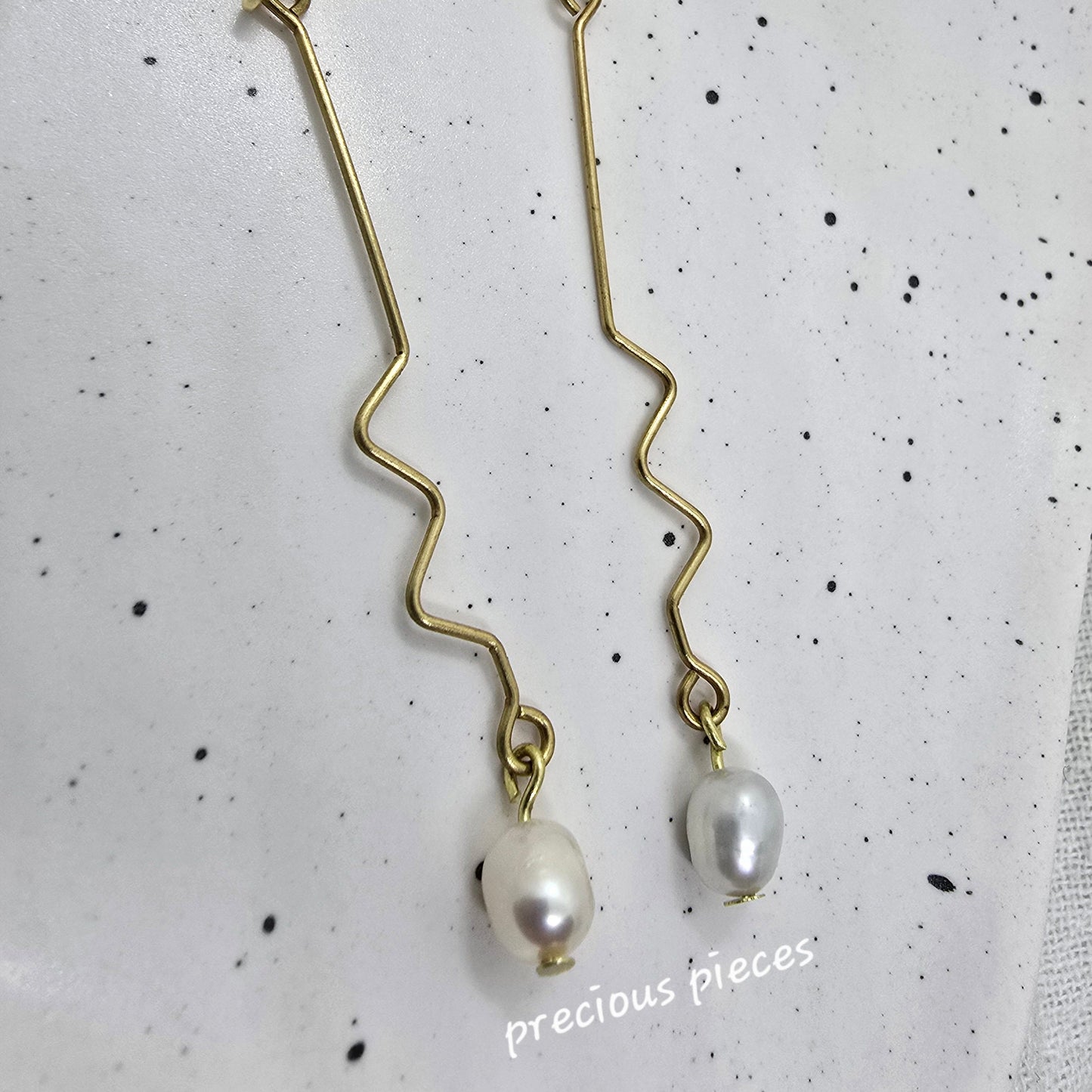 Zigzag Pearl Drop Earrings
