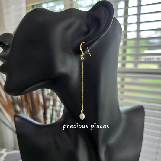 Chain and Pearl Drop Earrings