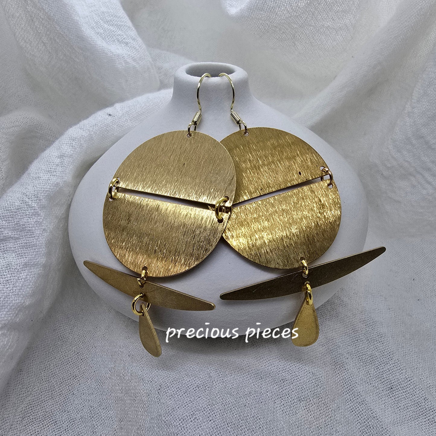 Double Half Circle Brass Earrings