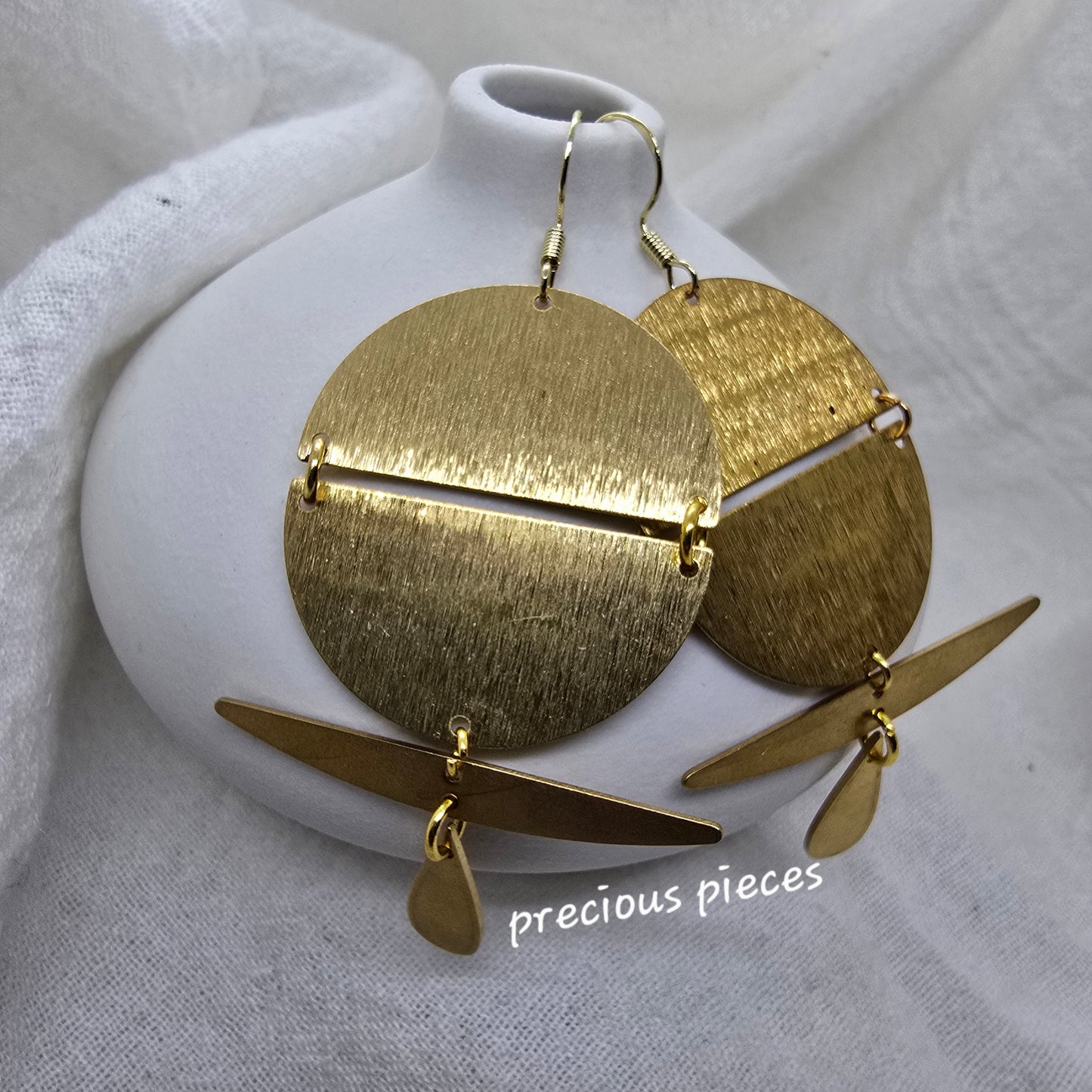 Double Half Circle Brass Earrings