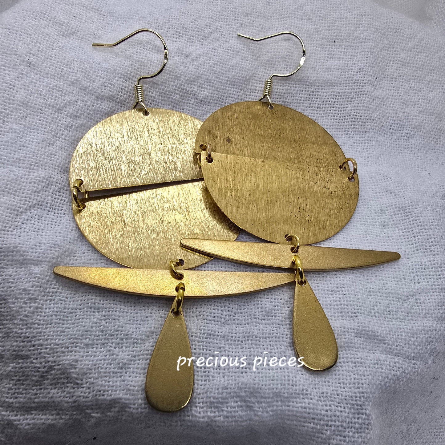 Double Half Circle Brass Earrings