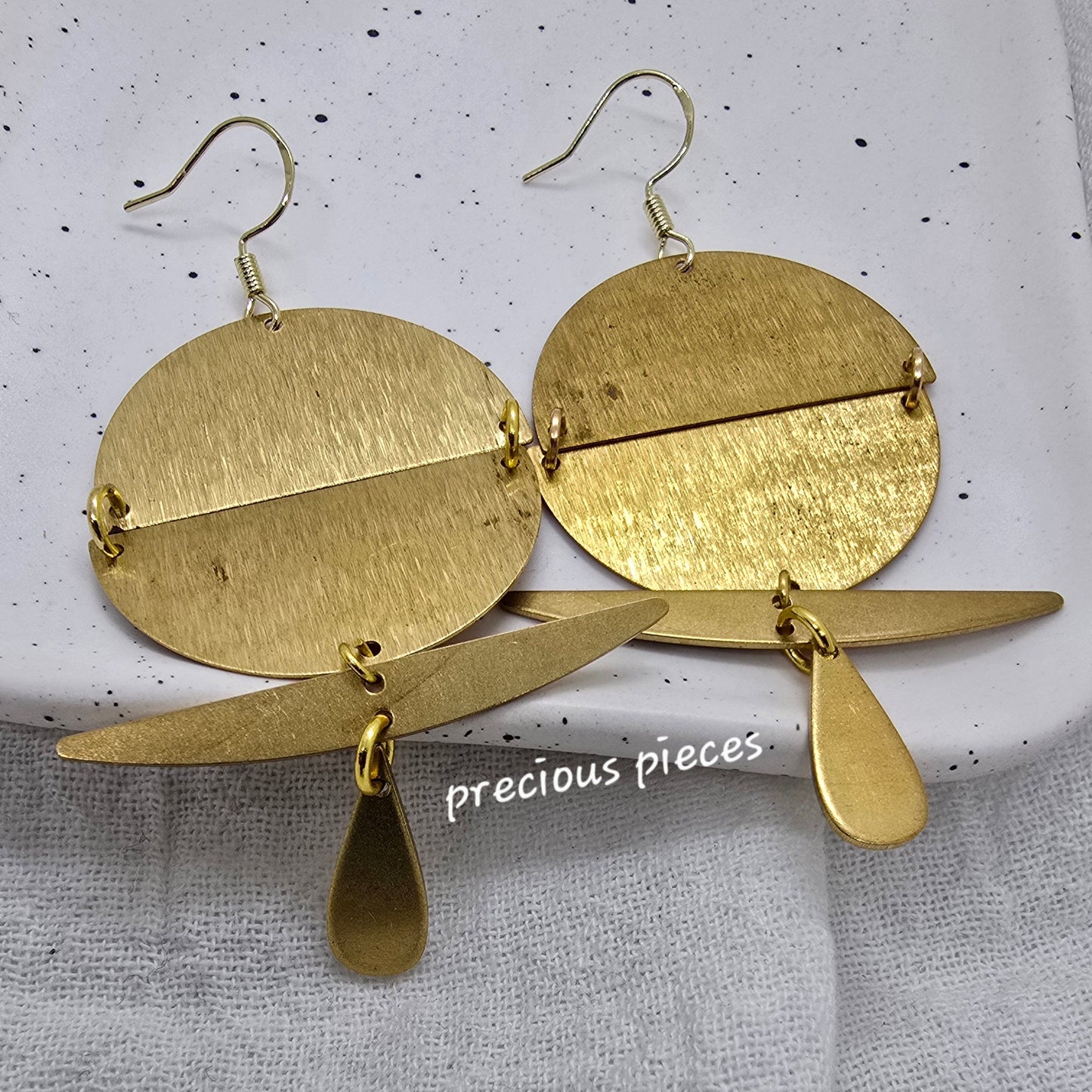 Double Half Circle Brass Earrings