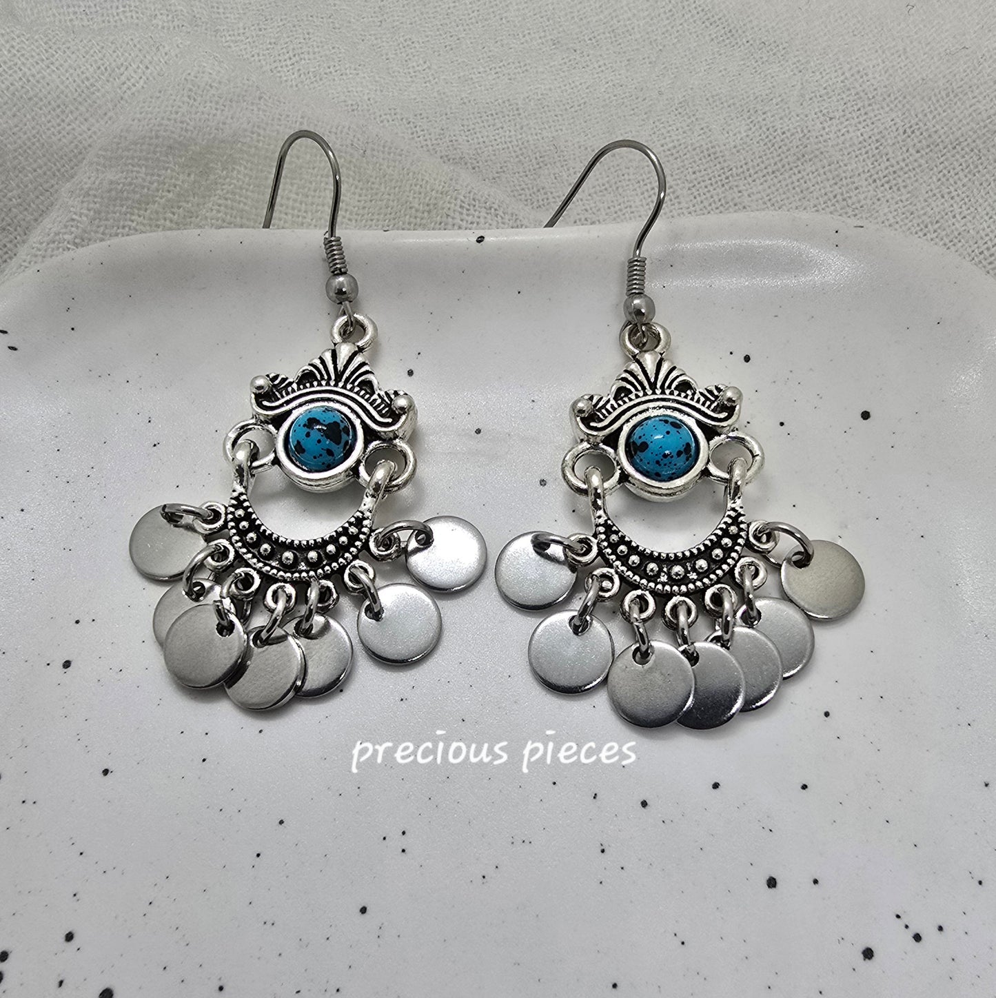 Silver and Turquoise Chandelier Earrings