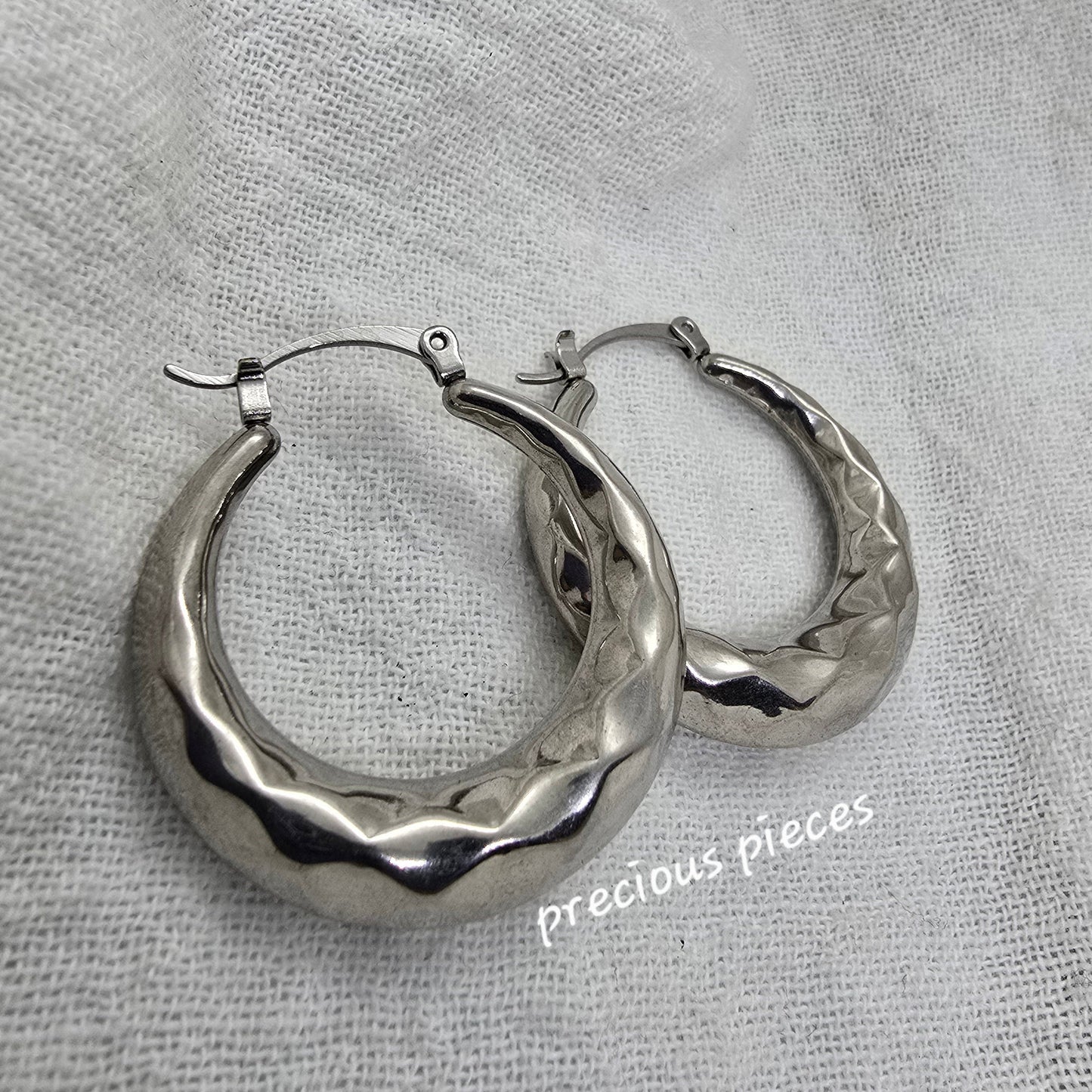 Faceted Silver Hoop Earrings